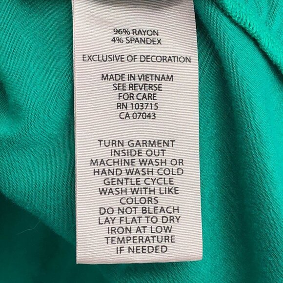 Nanette Lepore Teal Green Short Sleeve Flowy V-Neck yarn trim Blouse size L - Picture 10 of 16